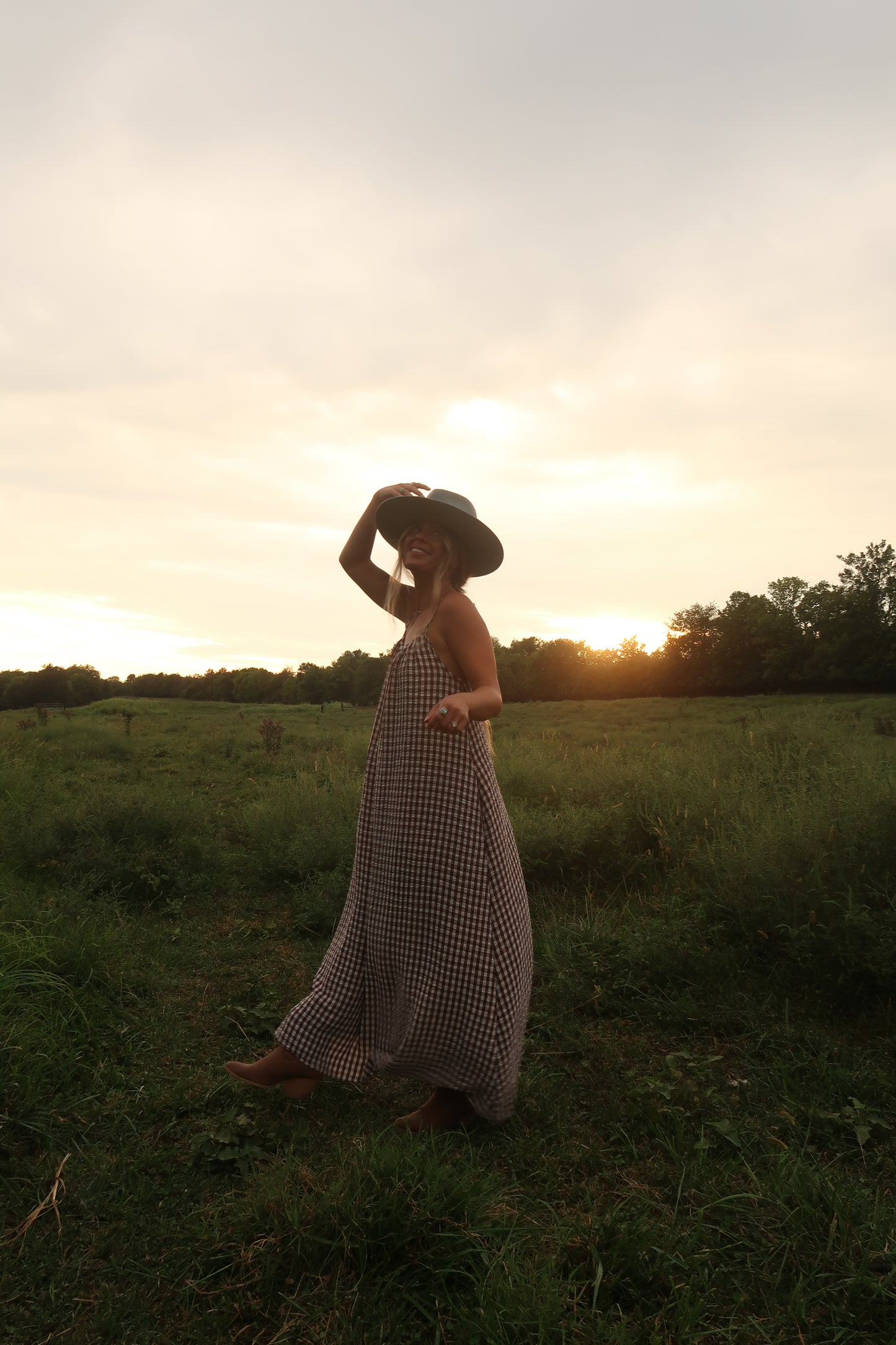 Fireside Gingham Maxi Dress