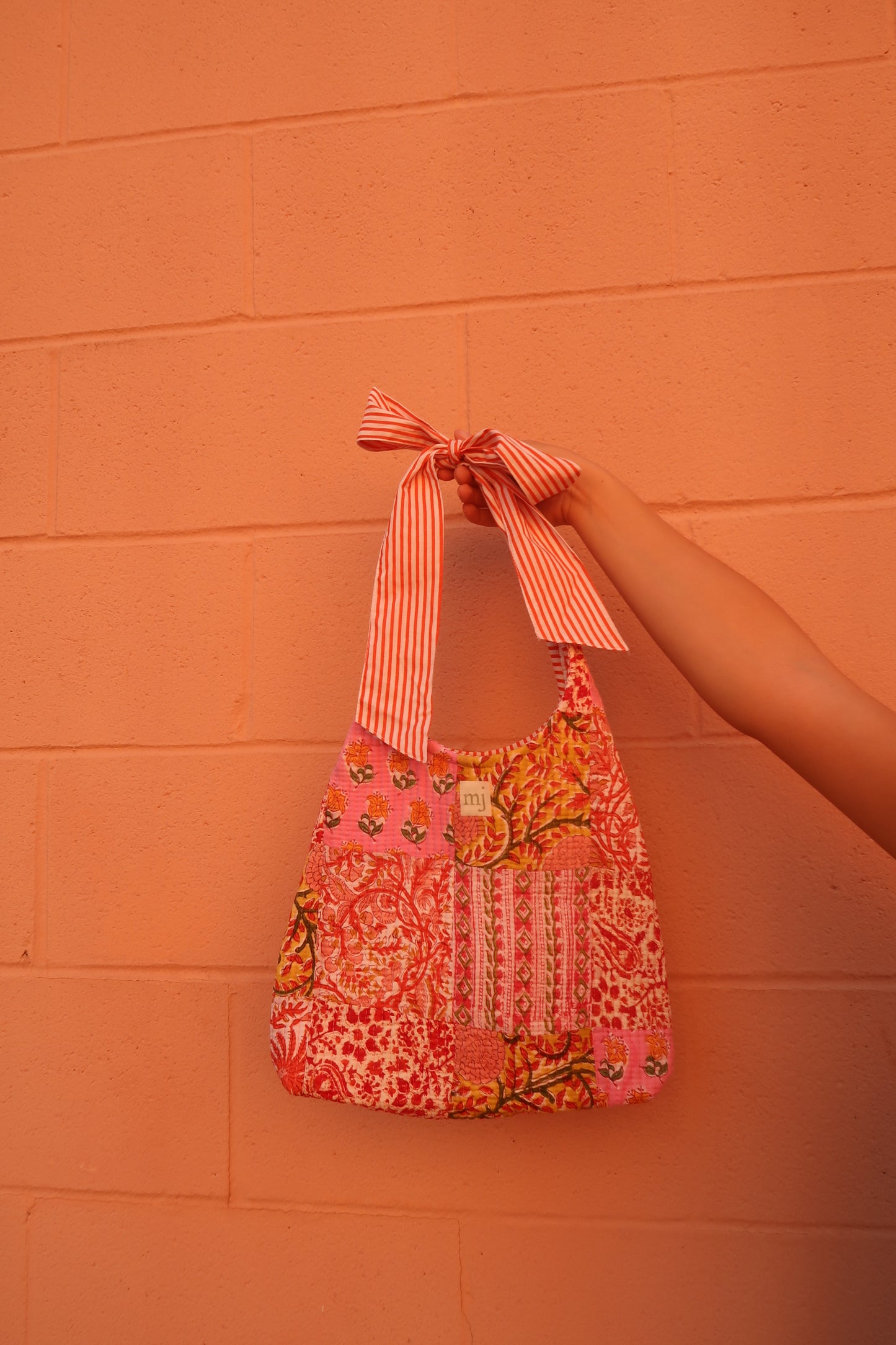 Peach Quilted Bow Purse