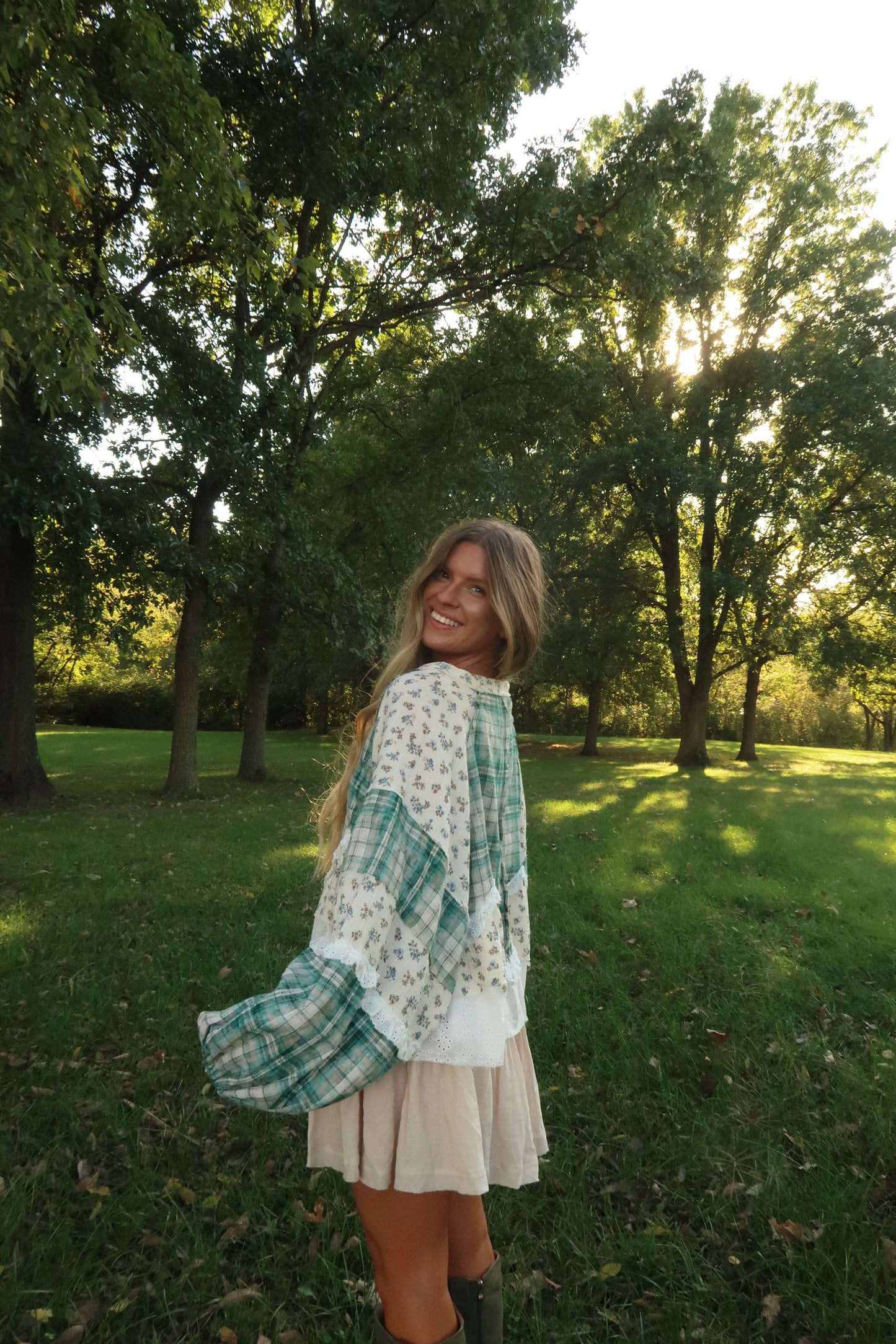 Autumn Flannel Babydoll Top