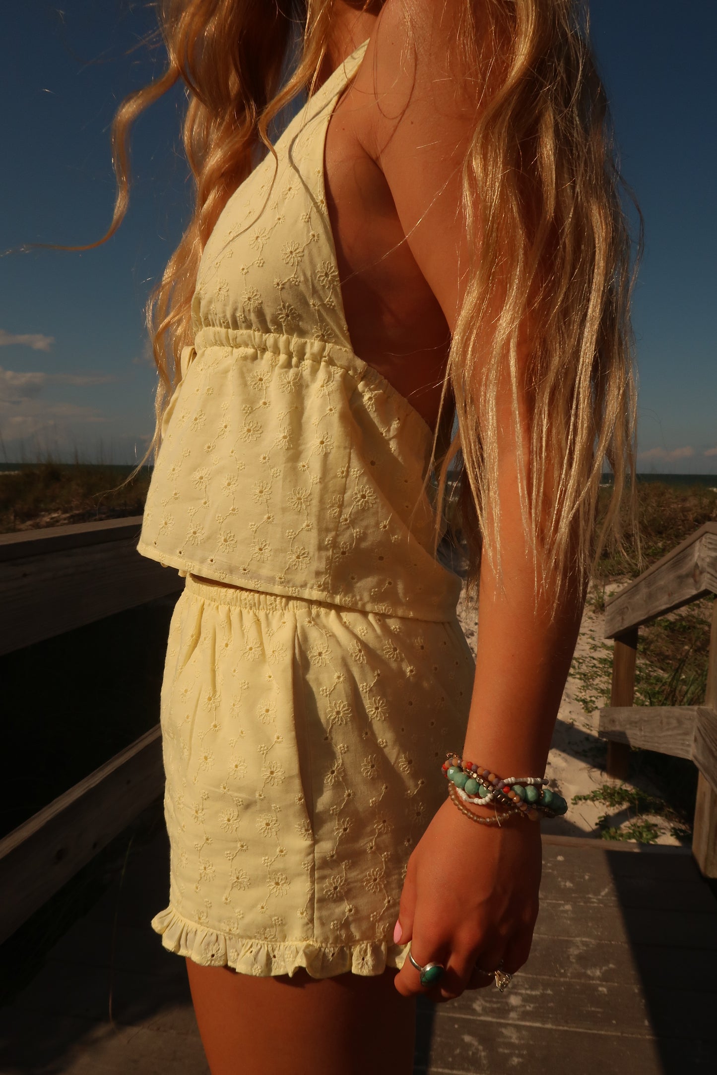Butter Yellow Eyelet Set
