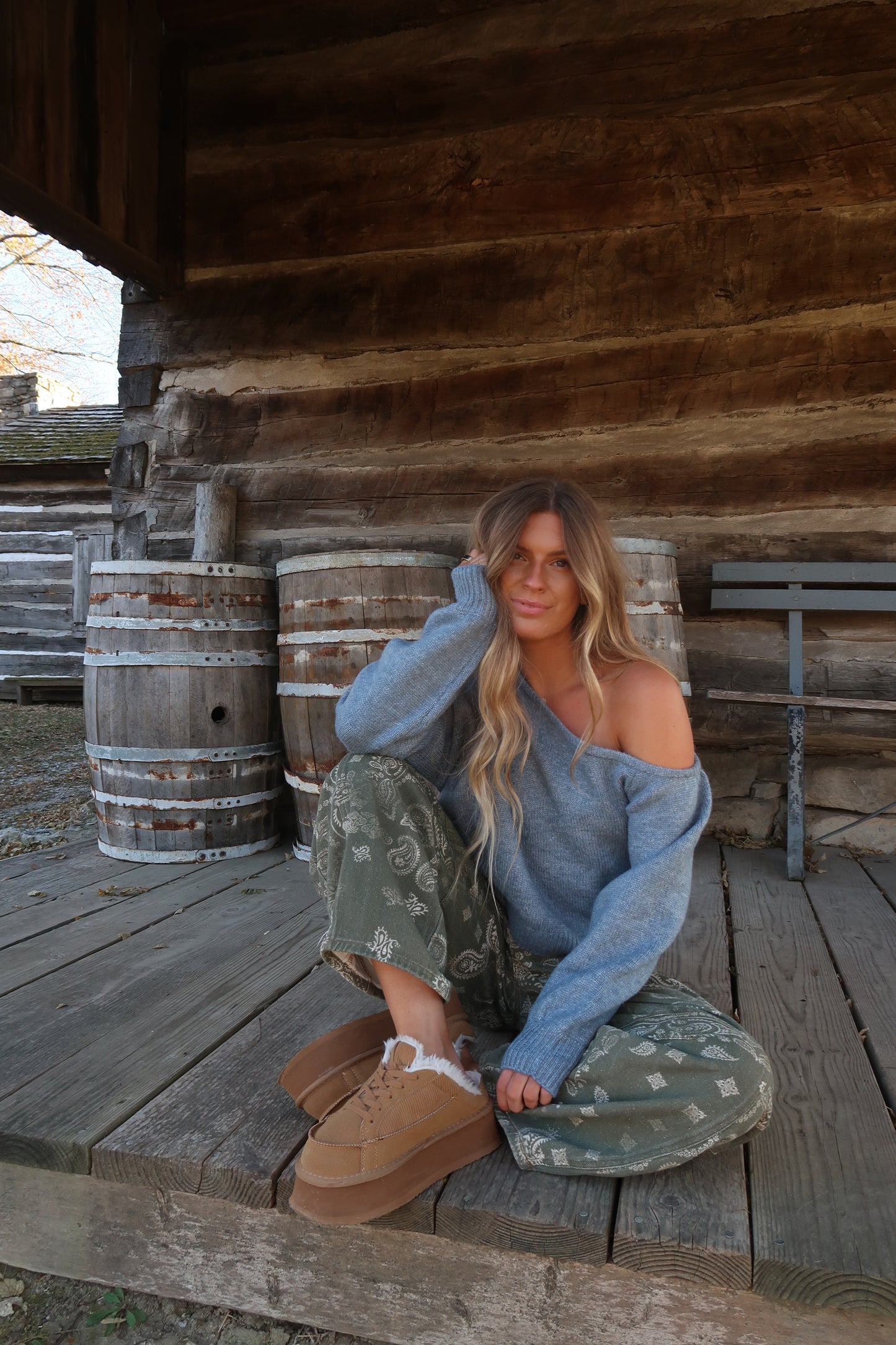 Blue Raspberry Off The Shoulder Sweater