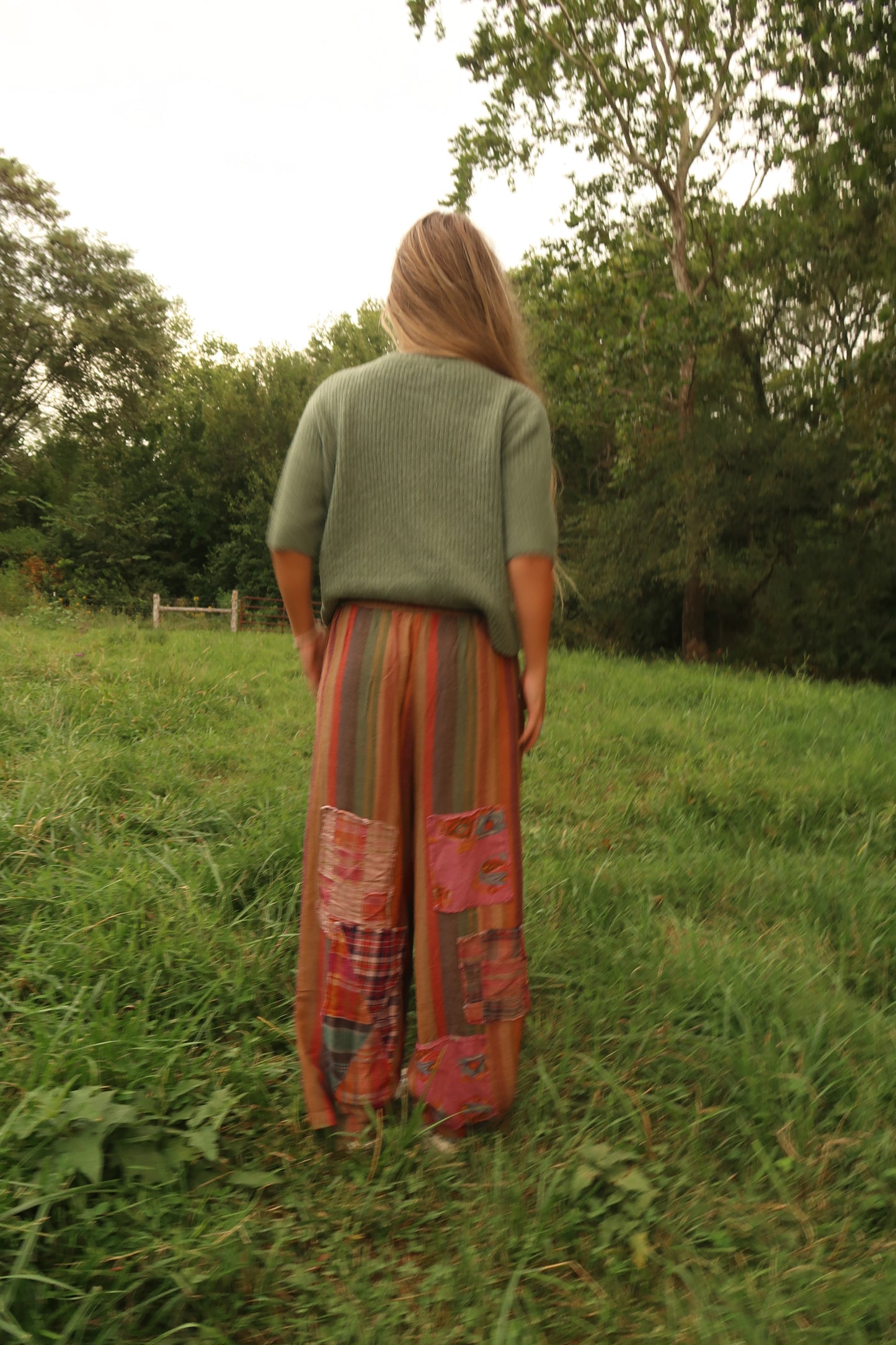 Gemstone Stripe Patchwork Pants (handmade)