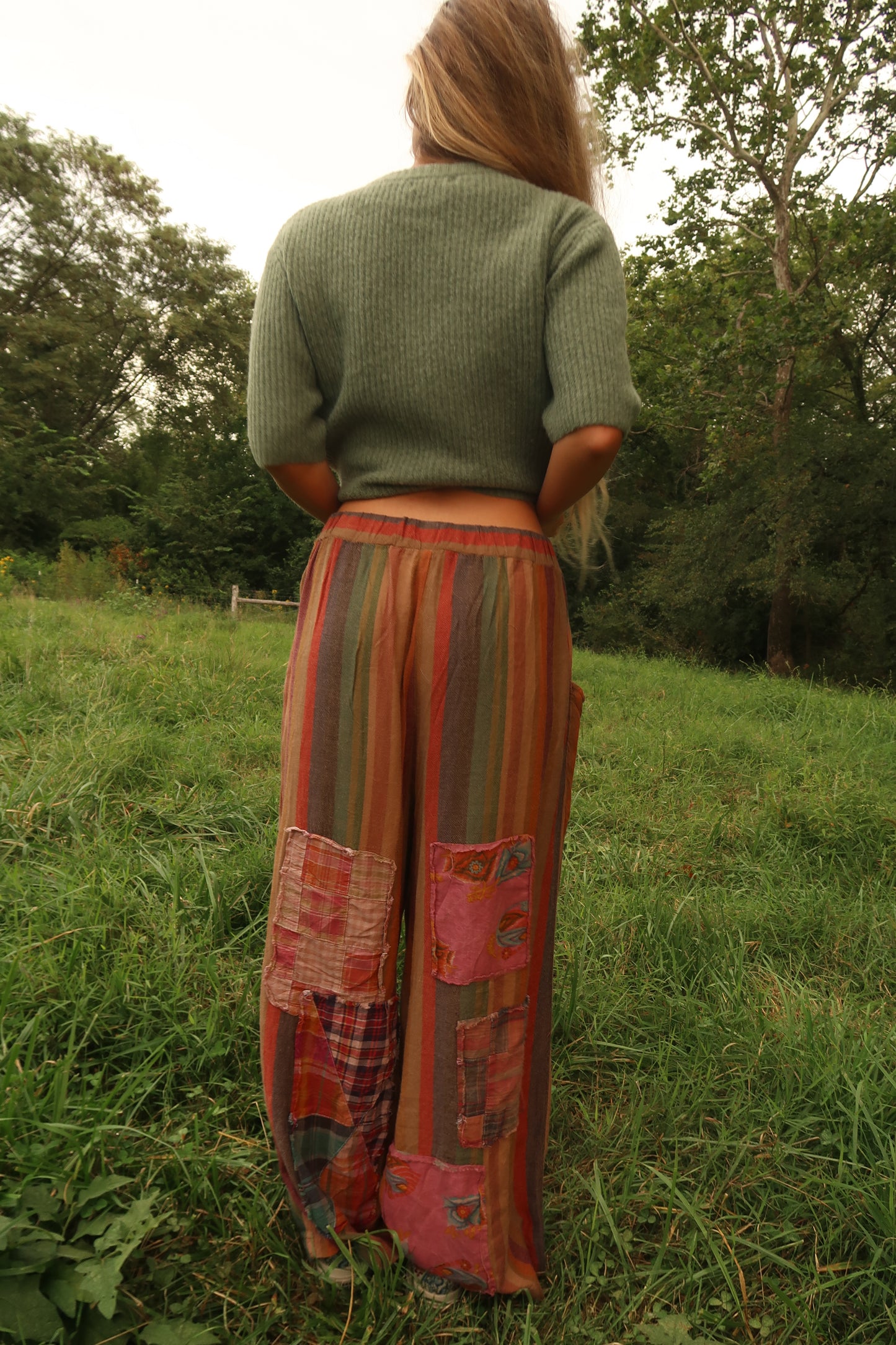 Gemstone Stripe Patchwork Pants (handmade)