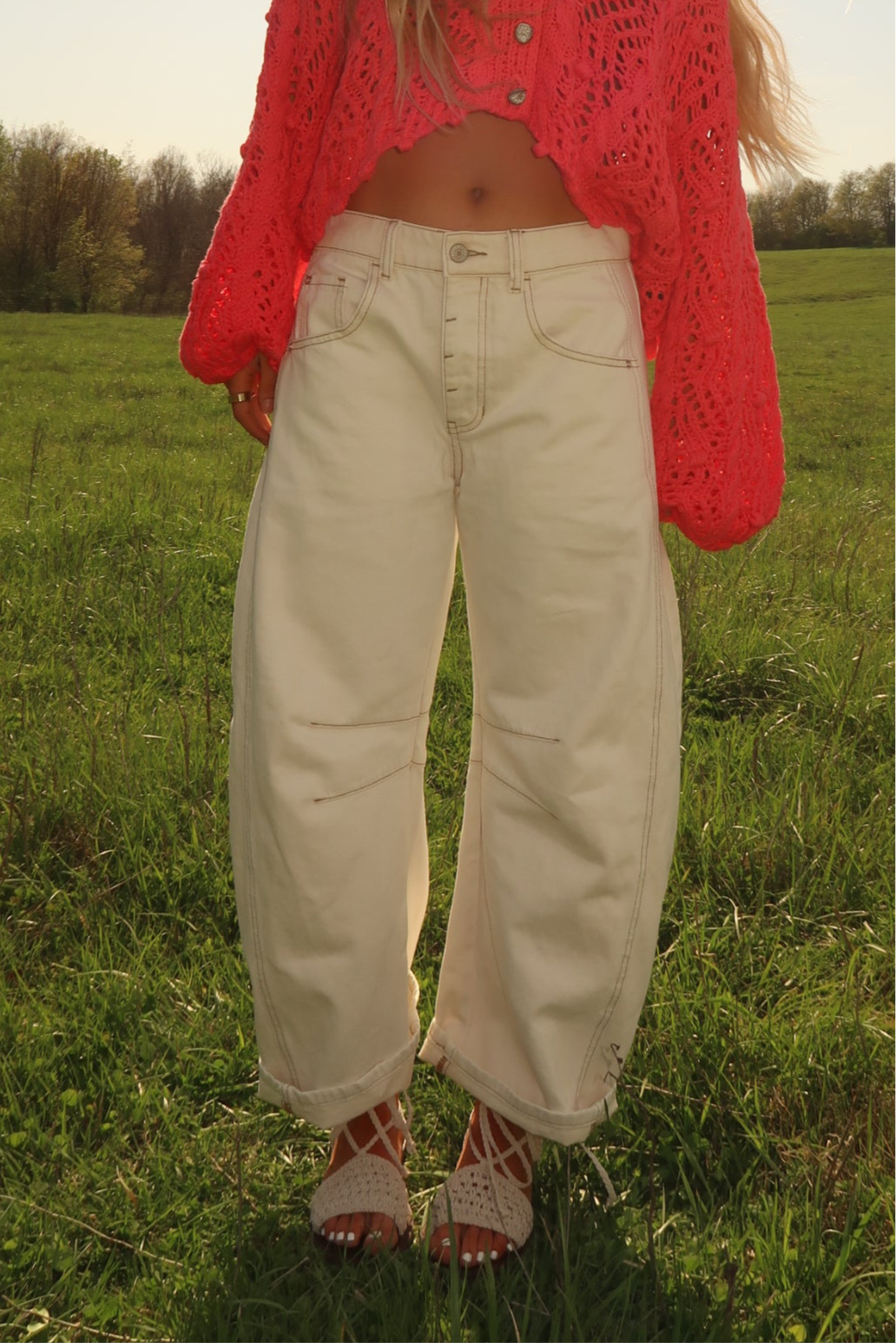 Painted Barrel Leg Jeans