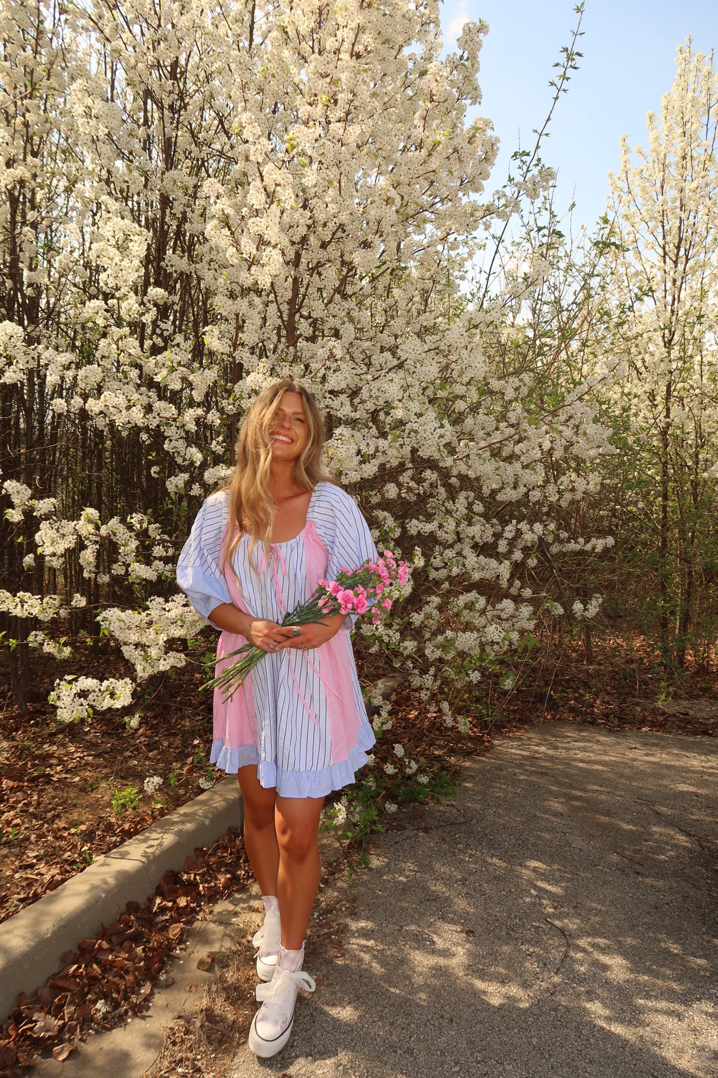 Hydrangea Seersucker Babydoll Dress