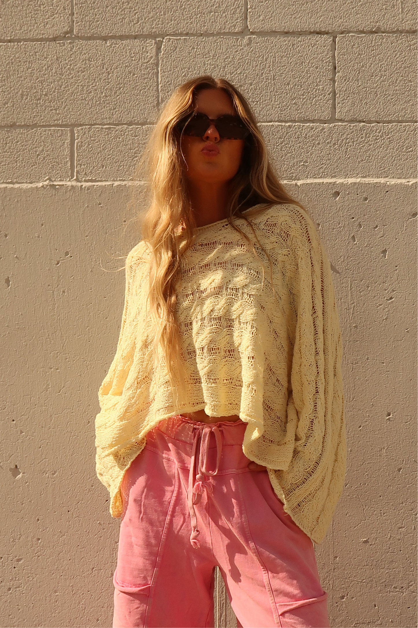 Banana Knit Crop Sweater