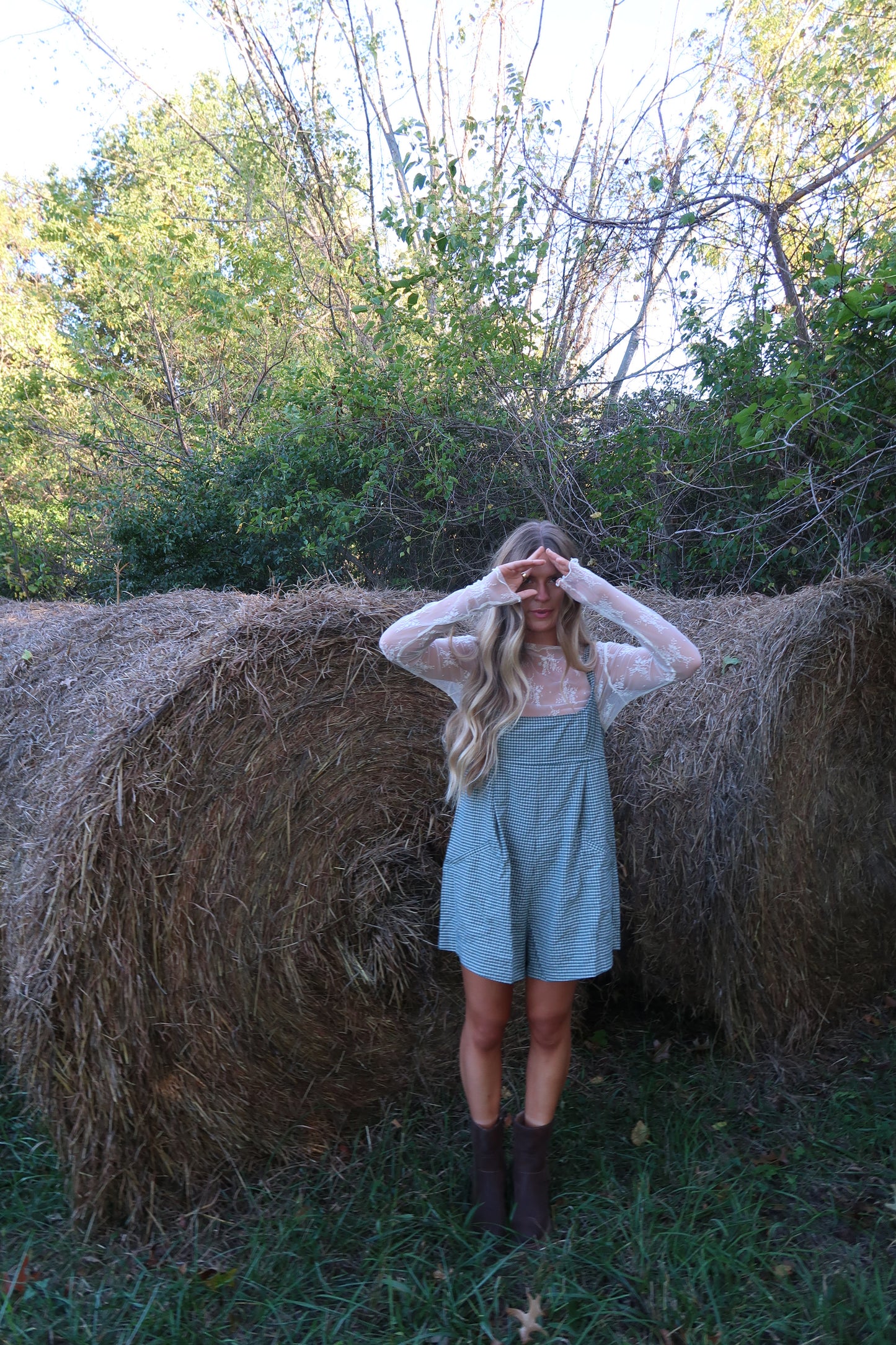 Spruce Gingham Romper