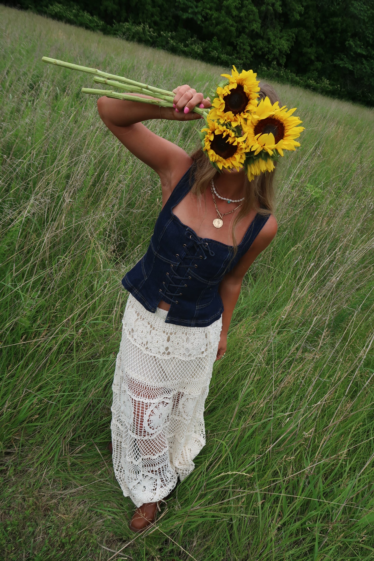 Wheat-field Crochet Maxi Skirt