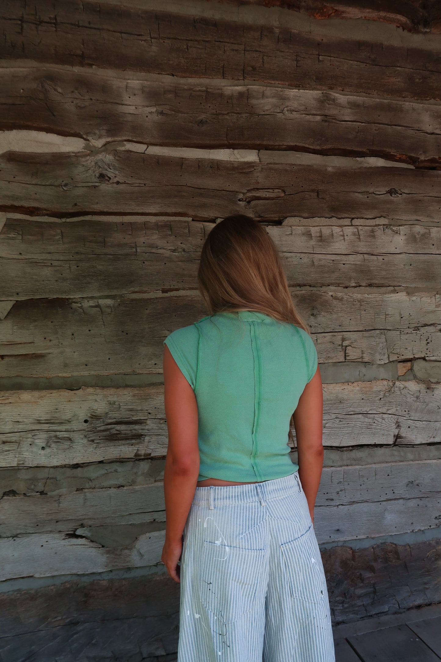 Leaf Green Mockneck Tee