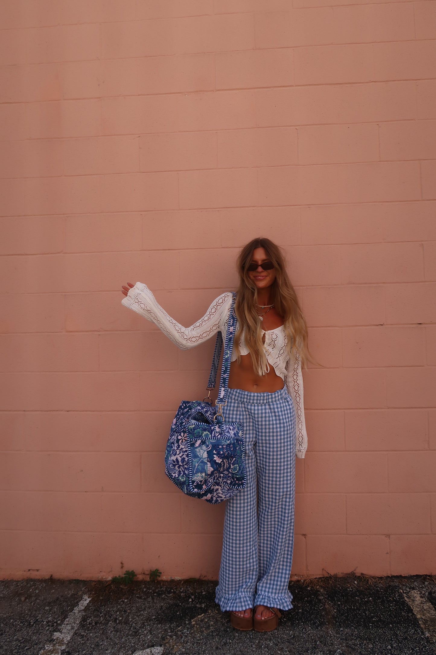 Blu Air Gingham Ruffle Pant