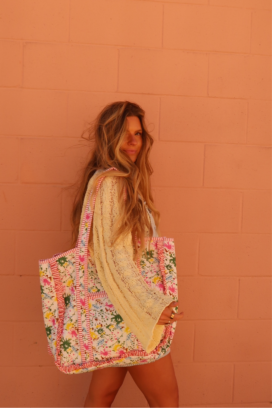 Flossie Ruffle Quilted Tote Bag