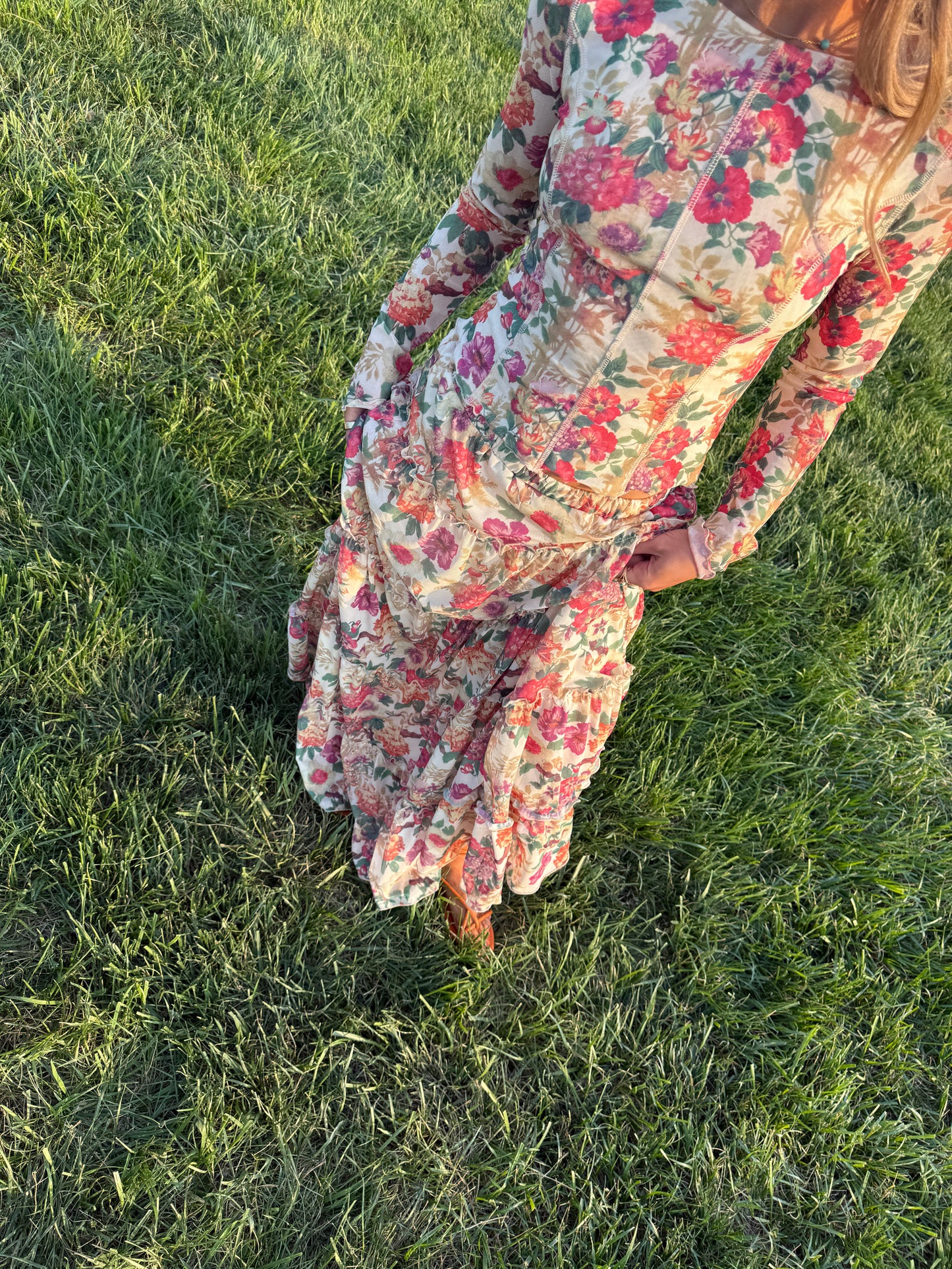 Golden Floral Long Slv