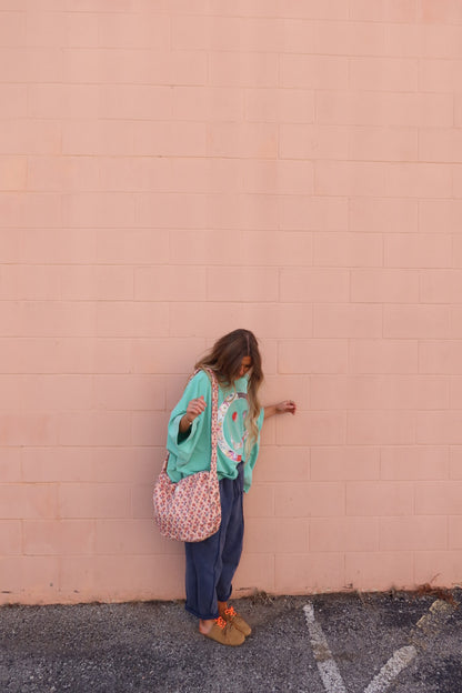 Peach Quilted Hobo Bag