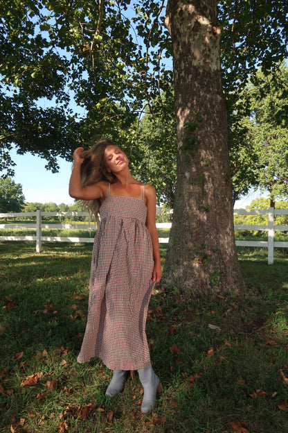 Billy Gingham Midi Dress