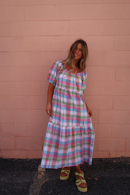 Wonderland Plaid Midi Dress