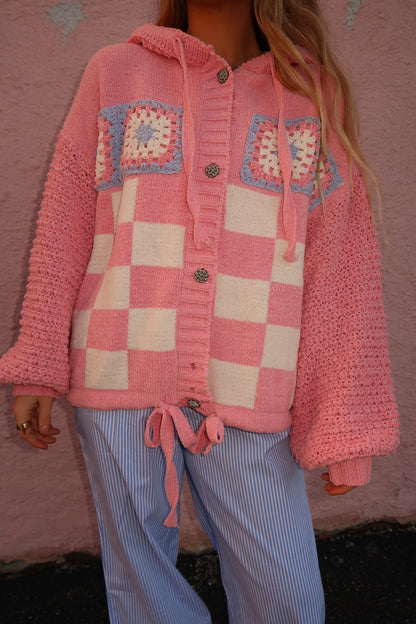 Checker Me Pink Cardigan