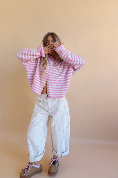 Pink Dot Barrel Jeans