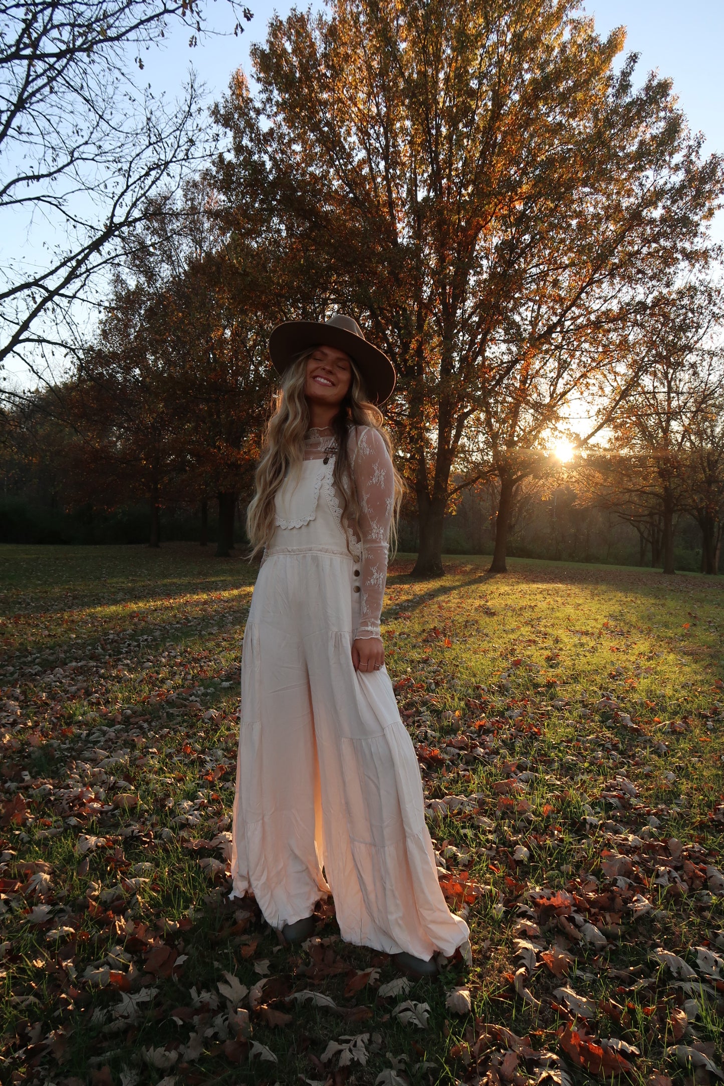 Buttercream lace trim Overalls