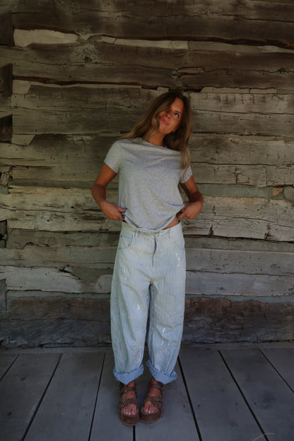 Heather Grey Washed Boxy Cotton Tee