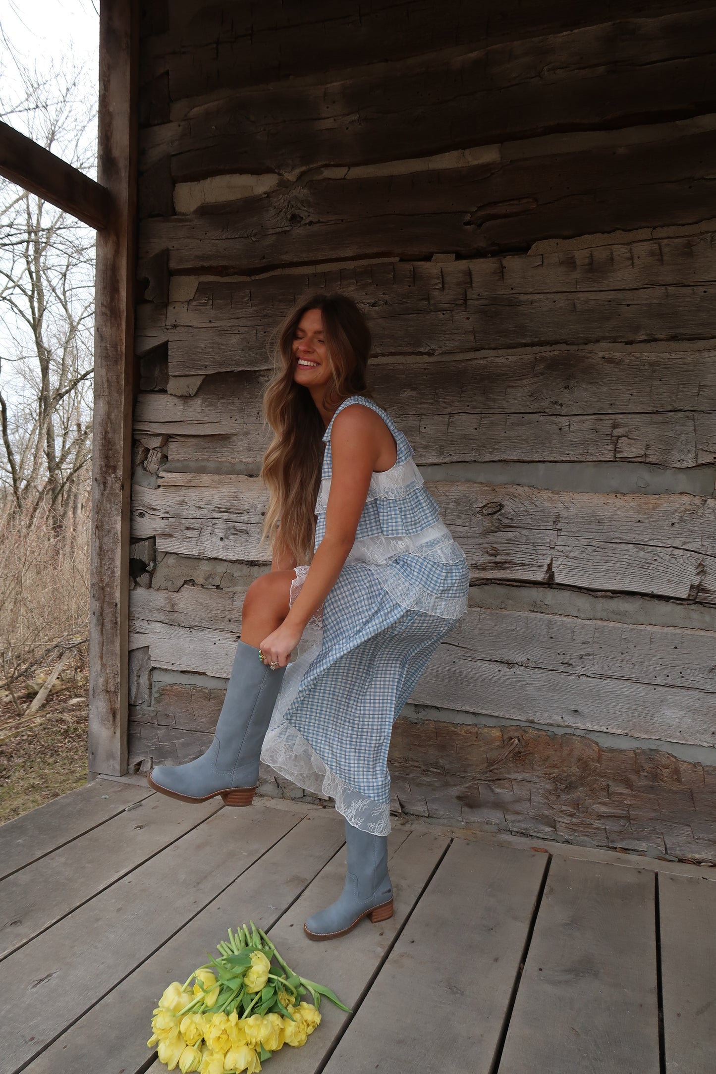 Blue Bird Ruffle Tank