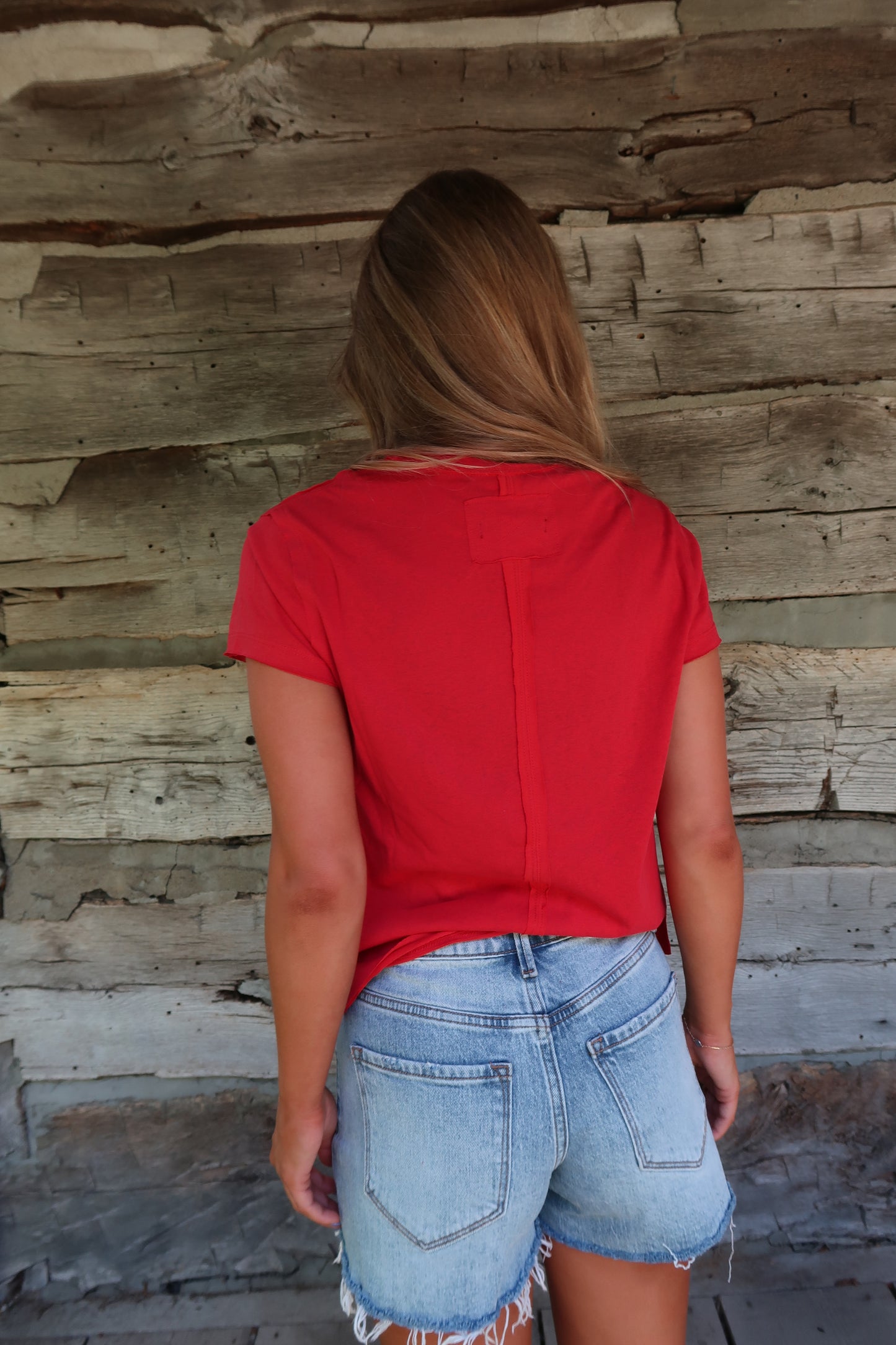 Poppy Washed Boxy Cotton Tee