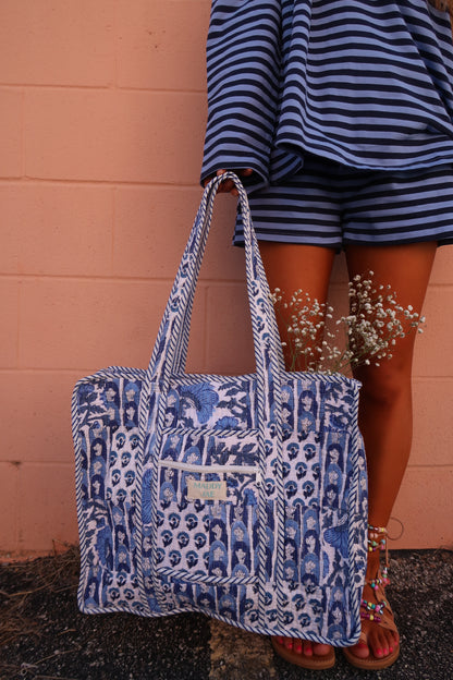 Blu Quilted Dote Bag
