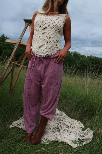 Orchid Glow Ditsy Floral Barrel Sweats