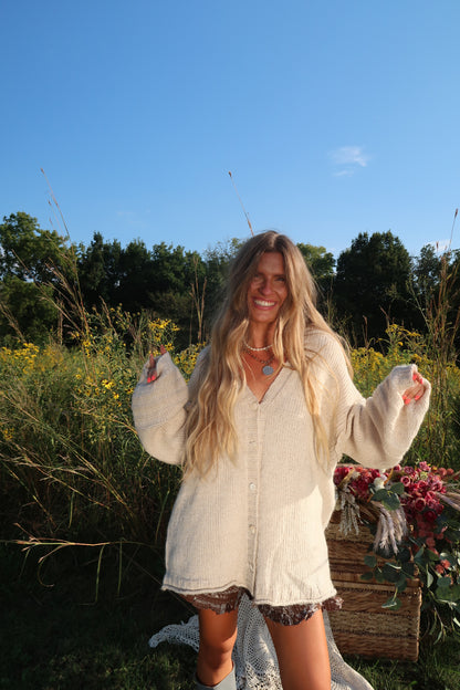 Oatmeal Grandpa Cardigan