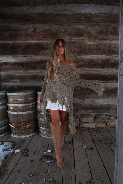Gypsy  high low crochet sweater
