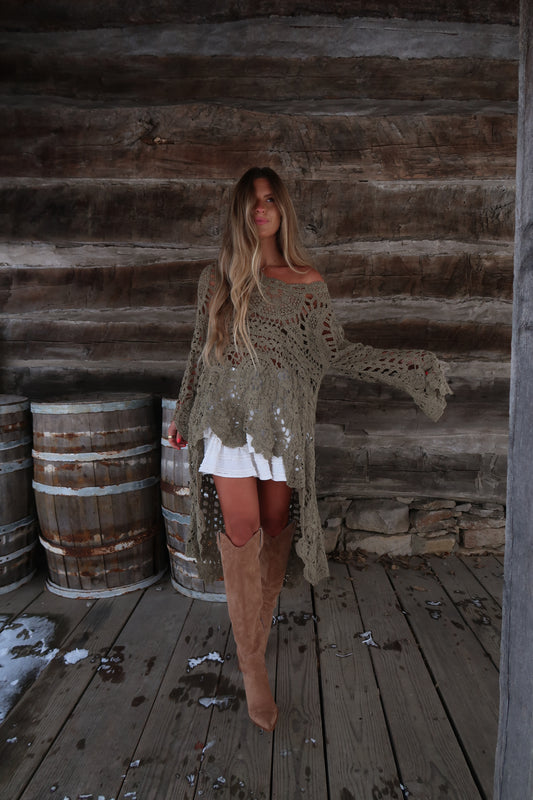Gypsy  high low crochet sweater