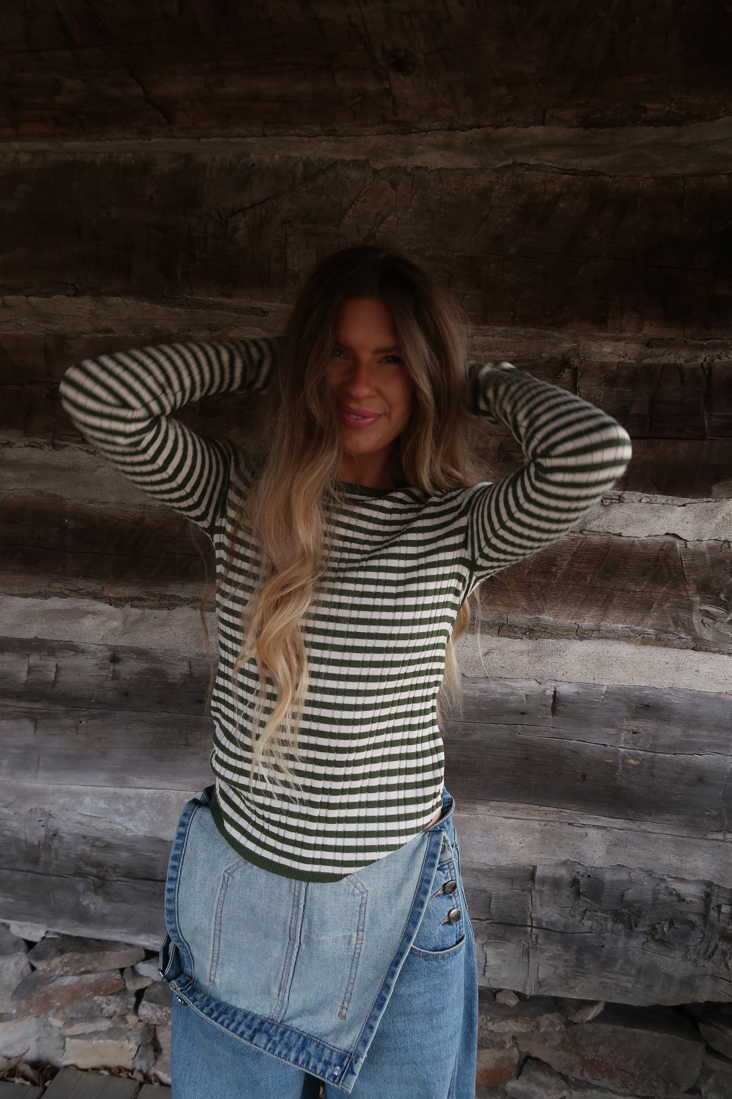 Pine Stripe Sweater Long Slv