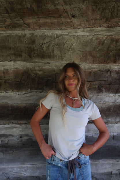Natural  Ribbed Basics Tee