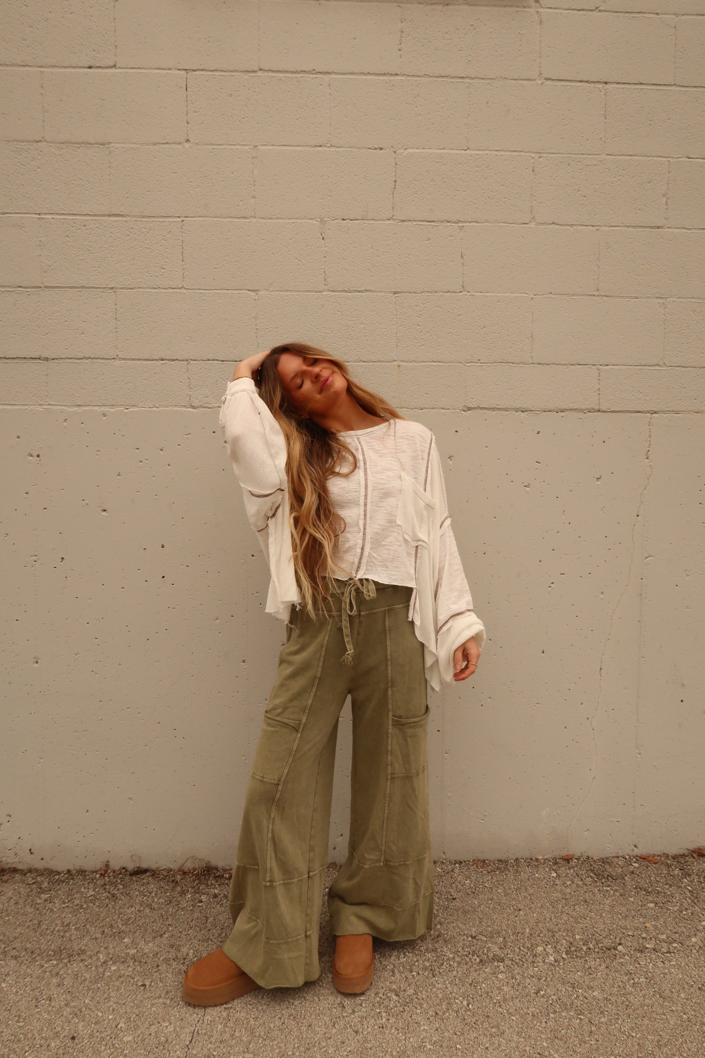 Olive Wide Leg Cargo Pant