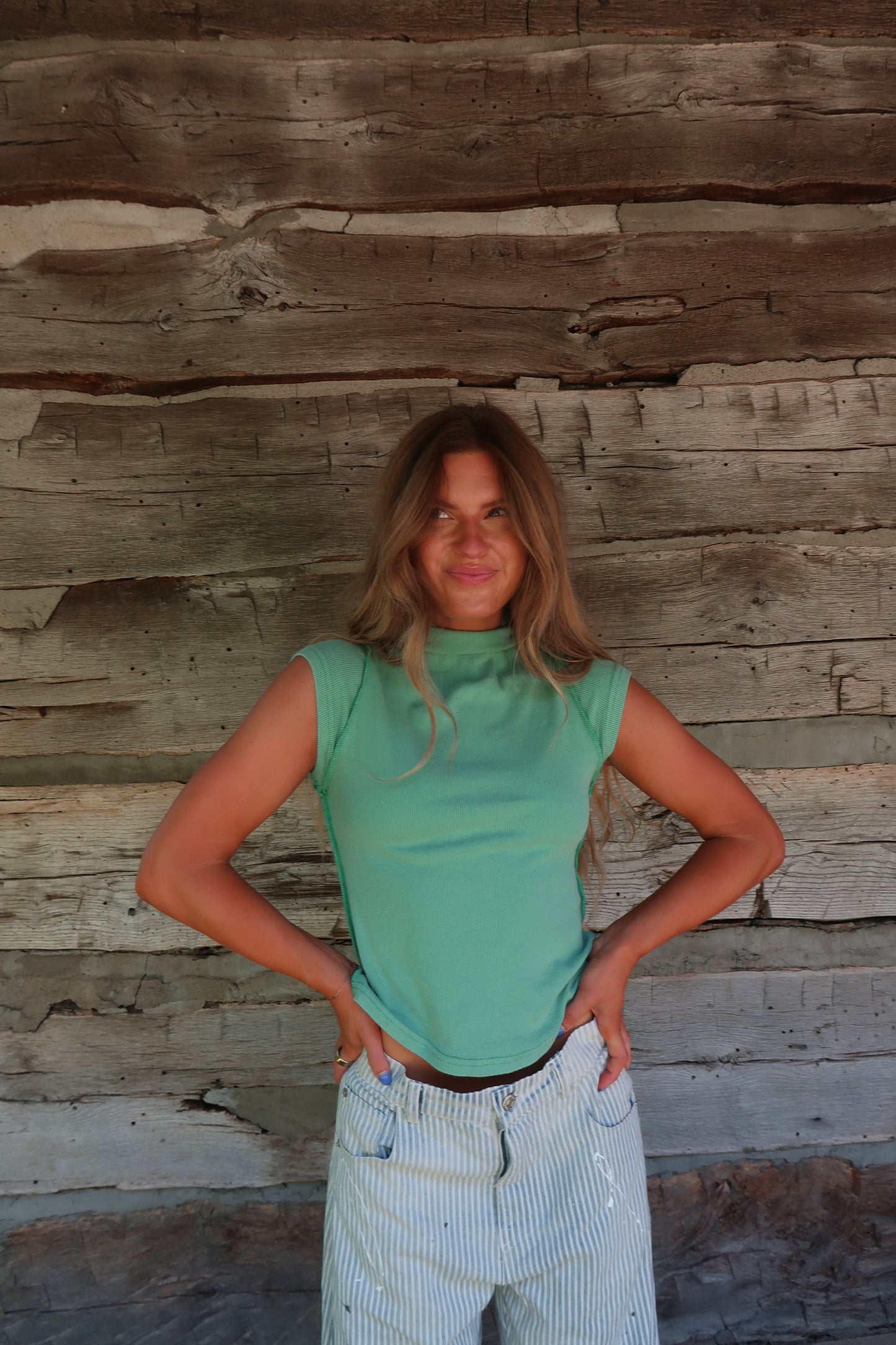 Leaf Green Mockneck Tee