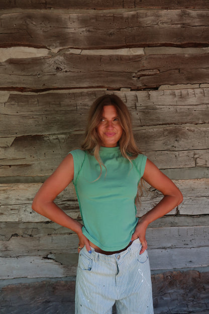 Leaf Green Mockneck Tee