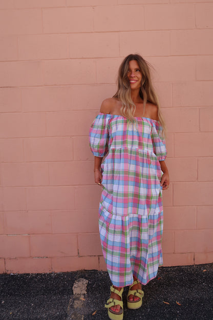 Wonderland Plaid Midi Dress
