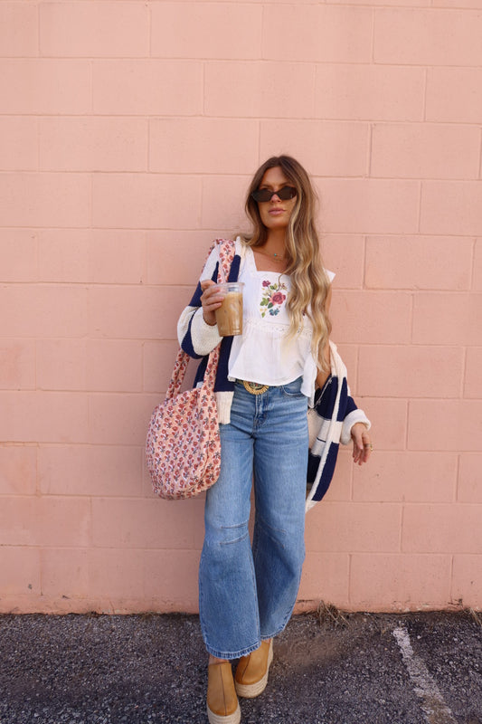 Peach Quilted Hobo Bag