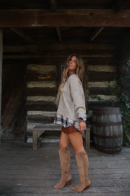 Chestnut Suede Skort