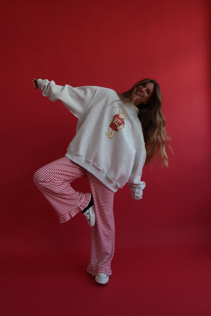 Red Stirpe Ruffle Pants