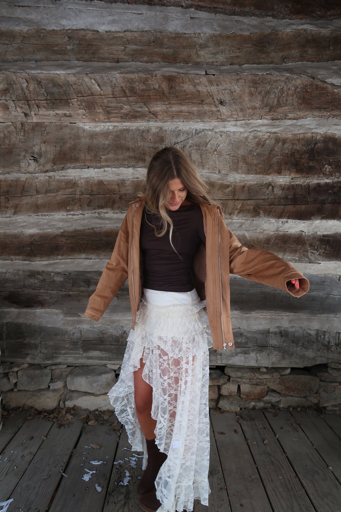 Camel Suede oversized Jacket