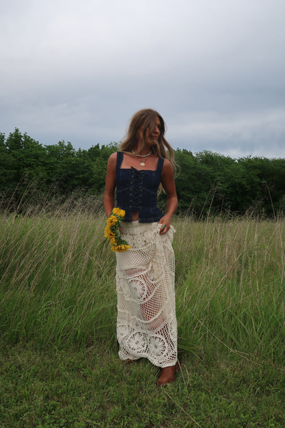 Wheat-field Crochet Maxi Skirt