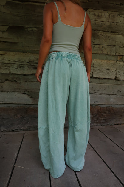 Sage BonBon Crochet Barrel Sweats