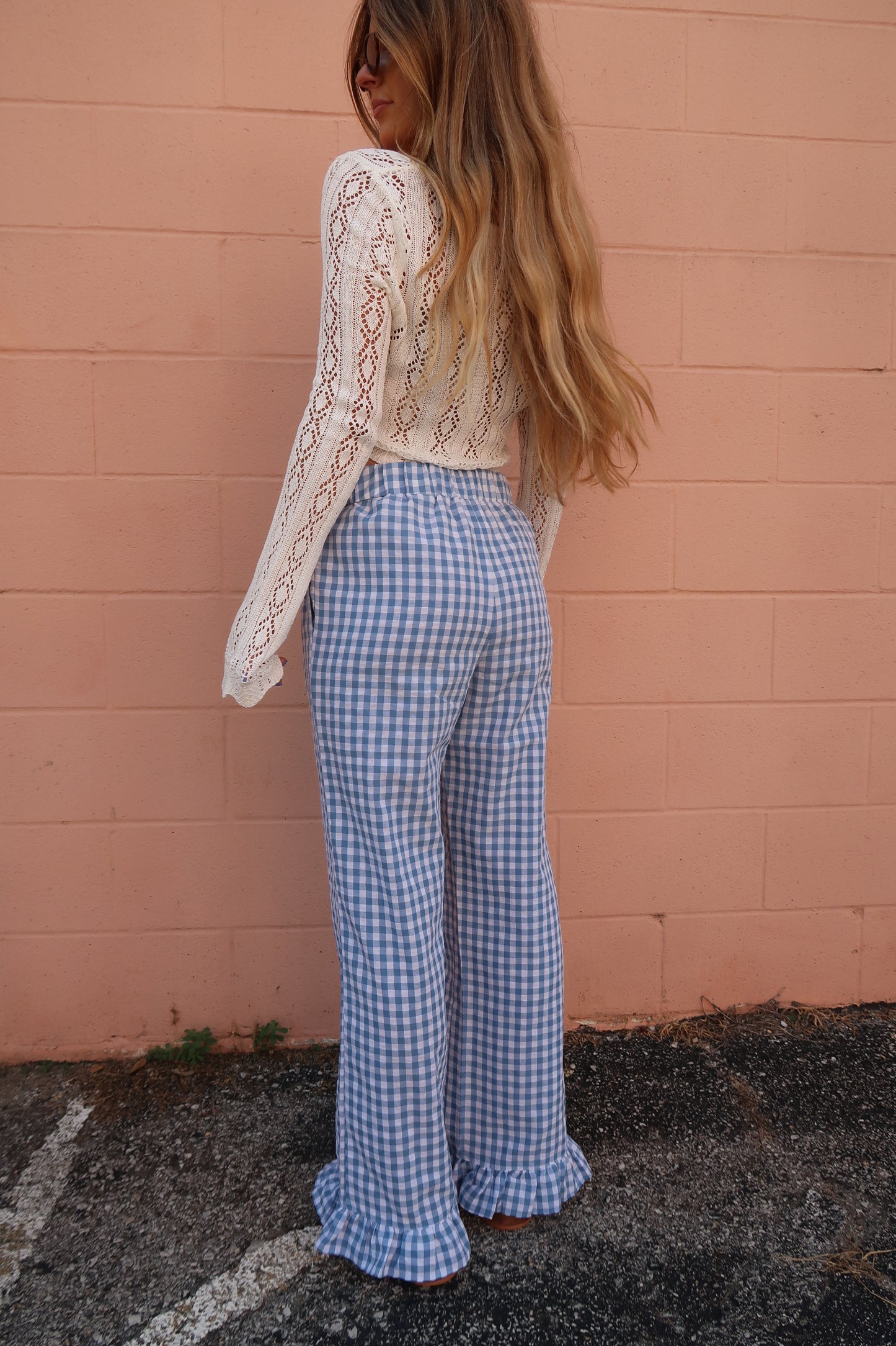 Blu Air Gingham Ruffle Pant