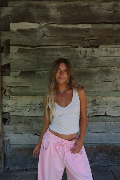 Oatmeal V-Neck Crop Back To Basics Tank