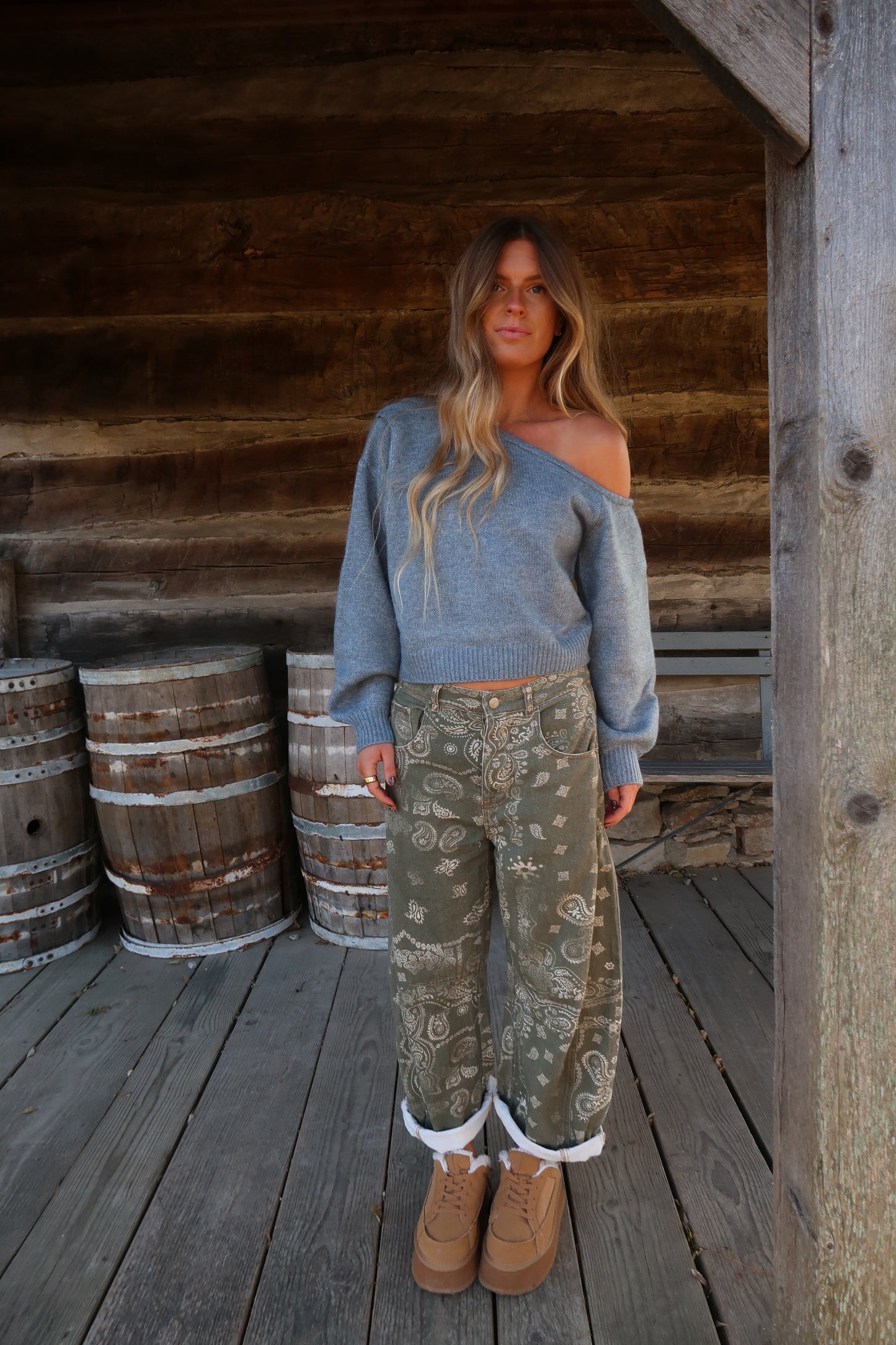 Blue Raspberry Off The Shoulder Sweater