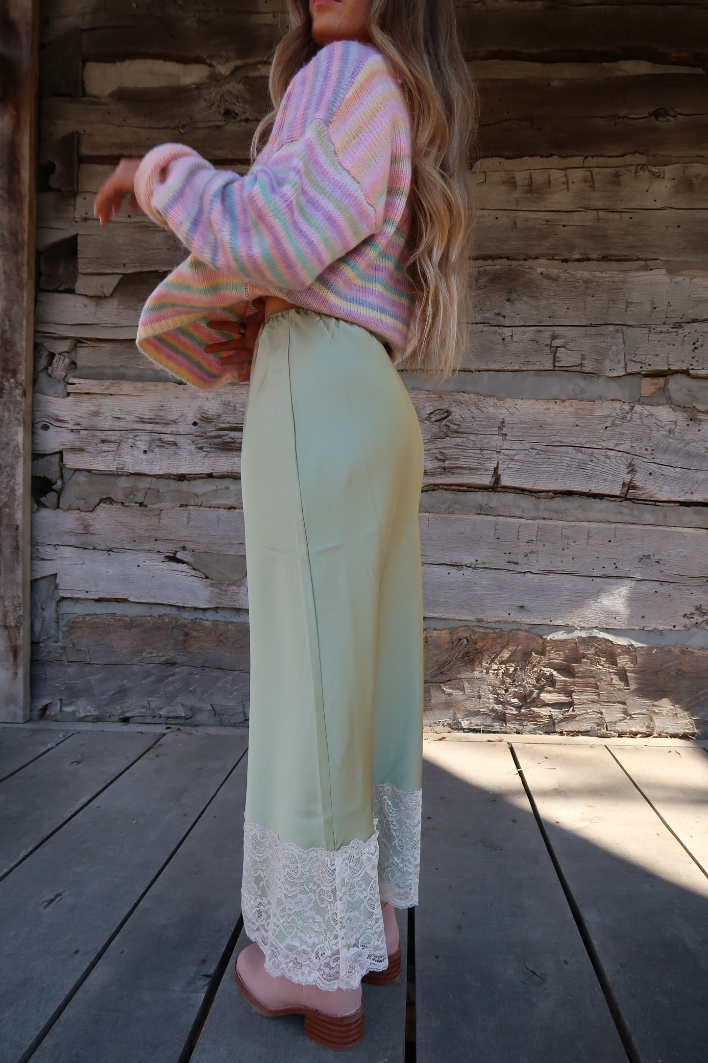 Matcha Satin Midi Skirt