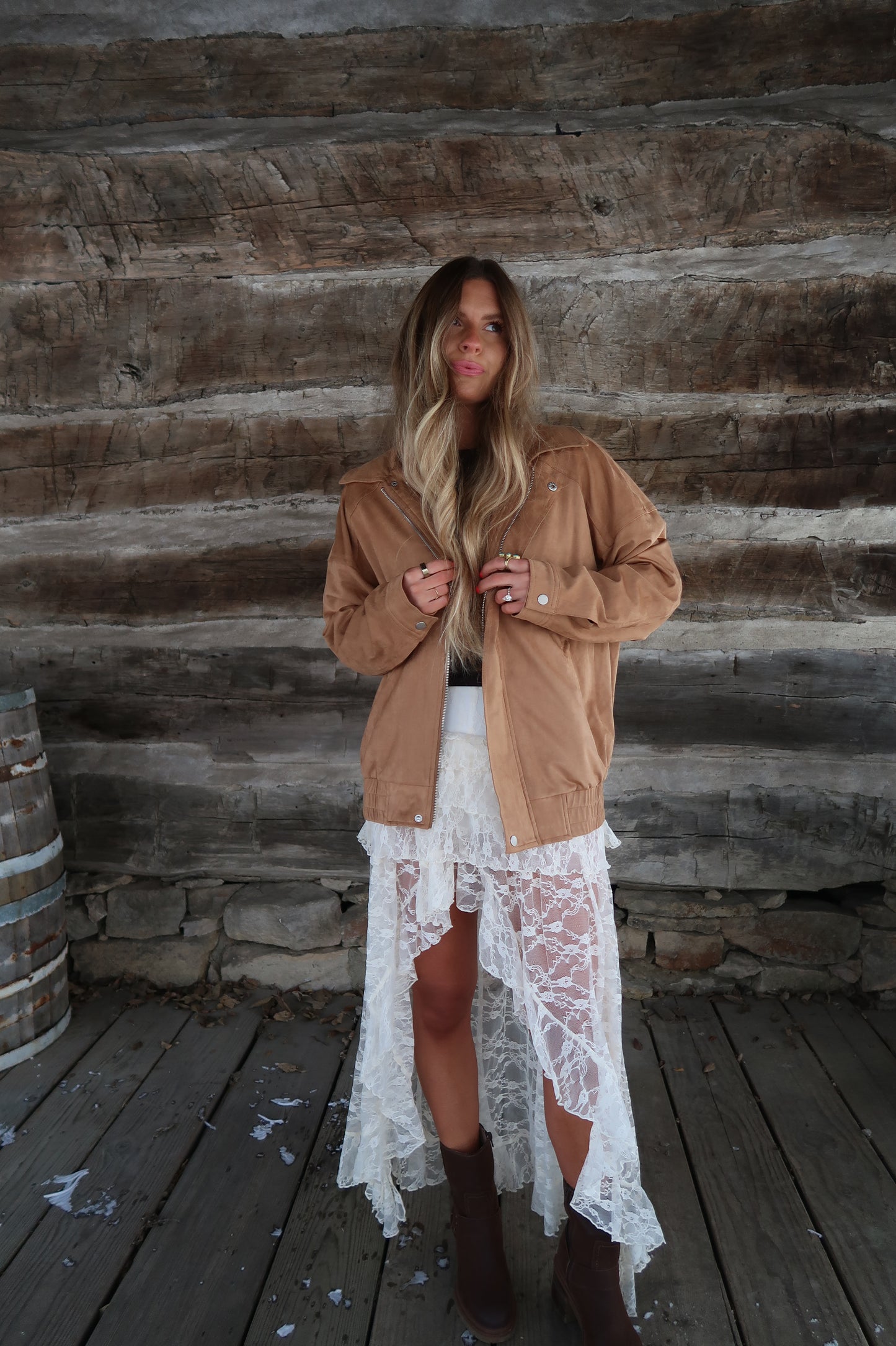 Camel Suede oversized Jacket