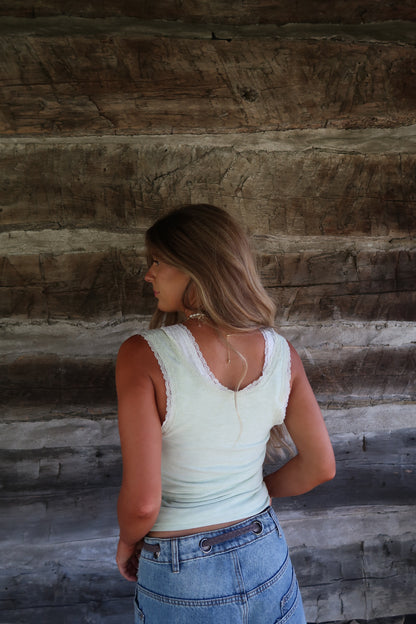 Soft Lime Lace Henley Tank