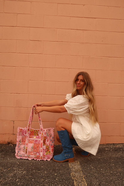 Juliet Ruffle Quilted Tote Bag
