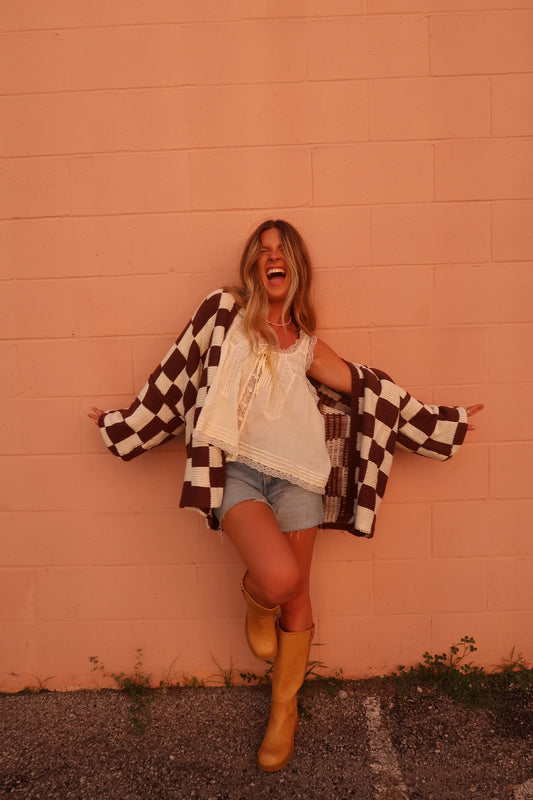 Teddy Bear Check Cardigan